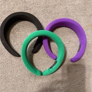 Buru Black Purple Green Headband Set OS NWT Preppy Hair Accessories
